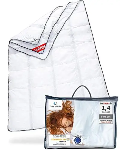 Produktbild: 𝐏𝐫𝐞𝐦𝐢𝐮𝐦 4 Jahreszeiten Bettdecke 135x220 mit OptiSleep®-Technologie, Weiche Ganzjahresdecke mit 3 Lagen, Extra warme Steppdecke mit Ventilations & Klimazonen, Perfekte Sommerdecke/Winterdecke